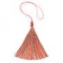 Pompon imitation soie bicolore (kaki & orange) 40mm x 1pc