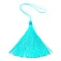 Pompon imitation soie turquoise 40mm x 1pc