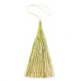 Pompon imitation soie bicolore (crème & vert) 80mm x 1pc