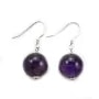 Boucles d'oreilles en argent 925 & améthyste de forme ronde, 12mm x 2pcs