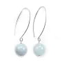 Boucles d'oreilles argent 925 aigue marine ronde 12mm x 2pcs 