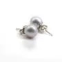 Boucle d'oreille argent 925 perles de culture gris claire  8mm x 2pcs