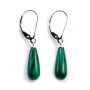 Boucle d'oreille en argent 925 dormeuse goutte malachite  x 2pcs