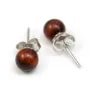 Boucle d'oreille en argent 925 & perles d'oeil de taureau de 8mm x 2pcs