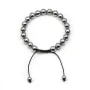 Bracelet en hématite argenté, de forme ronde, mesurant 8mm, finition tressé x 1pc