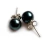 Boucles d'oreilles : perles de culture d'eau douce bleues foncées & argent 925 7-8mm x 2pcs