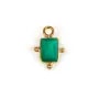 Breloque en Agate verte rectangle sur argent doré 5x7mm x 1pc