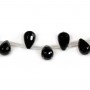 Agate noire goutte facette 8x11mm x 4pcs