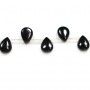 Black agate flat teardrop 9x13mm x 5pcs