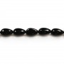 Agate noir goutte plate 6x9mm x 40cm