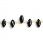 Onyx noir, losange arrondie, 5x10mm x 40cm 
