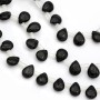 Black agate flat drop 6x9mm x 40cm