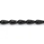 Agate de couleur noire, en forme de goutte facetté, 8 * 16mm x 4pcs