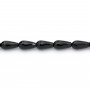 Onyx black, drop faceted, 8x16mm x 40cm