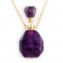 Collier en plaquée par "flash" or sur laiton avec pendentif flacon de parfum en Améthyste