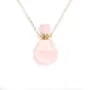 Gold flash plated on brass necklace with Rose Quartz perfume bottle pendant