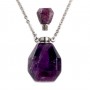 Collier en acier inox argenté avec un flacon de parfum pendentif en Améthyste