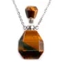 Collier en acier inox argenté avec un flacon de parfum pendentif en L'œil de tigre