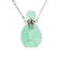 Collier en acier inox argenté avec un flacon de parfum pendentif en Fluorite