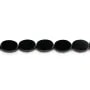 Black agate flat oval 10x14mm x 40cm