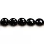 Agate de couleur noire, de forme ronde et plate, 8mm x 10pcs