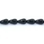 Agate de couleur noire, en forme de goutte, 8 * 12mm x 10pcs