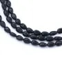Black agate flat drop 6x9mm x 40cm