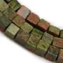 Jaspe unakite vert et rose, en forme de cube 4mm x 39cm