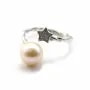Argent 925 rhodié et zirconium support bague réglable pour perles semi-percées x 1pc