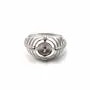 Argent 925 rhodié support bague pour perles semi-percés & zirconium x 1pc