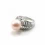 Argent 925 rhodié support bague pour perles semi-percés & zirconium x 1pc