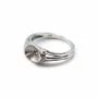 Support de bague réglable en argent 925 rhodié et zirconium pour perle semi-percée x 1pc