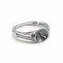 Rhodium 925 silver and zirconium adjustable ring mounting for half-drilled pearls x 1pc
