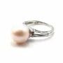 Rhodium 925 silver and zirconium adjustable ring mounting for half-drilled pearls x 1pc