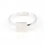Monture de bague réglable support carré de 8mm en argent 925 x 1pc