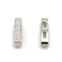 Intercalaire barrette en argent 925 rhodié & oxyde de zirconium 12.5x3mm x 1pc