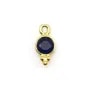 Round faceted dyed sapphire charm on gold gilt silver 5x10mm x 2pcs