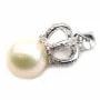 Bélière couronne 20mm  en argent 925 rhodié pour perle semi-percée  x 1pc