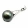 Rhodium 925 silver spoon pendant-holder 20mm for half-drilled pearls  x 1pc