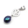 Bélière peace love 8mm en argent 925 rhodié pour perle semi-percée  x 1pc