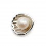 Bélière en argent 925 rhodié coquillage 16mm pour perle semi-percée  x 1pc