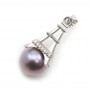 Rhodium 925 silver & cz eiffel tour pendant 10.5x19mm x 1pc