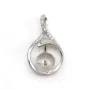 Heart pendant 22.50x8.30mm 925 silver and zirconium for half-drilled pearl x 1pc