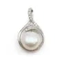 Heart pendant 22.50x8.30mm 925 silver and zirconium for half-drilled pearl x 1pc