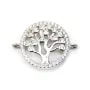 Breloque arbre en argent 925 & zirconium 15mm avec 2 anneaux