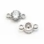 Intercalaire argent 925 oxyde de zirconium ronde 5.9x10.6mm x 2pcs