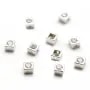 925 silver & rhinestone square 4mm x 1pc