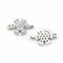 Breloque en argent 925 coeur & zirconium avec 2 anneaux 8x14mm x 1pc