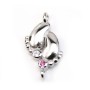 Breloque en argent 925 pieds&zirconium avec 1 anneau 9x14mm x 1pc
