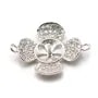 Rhodium 925 silver rings, flower, 18mm for half-drilled pearls  x 1pc